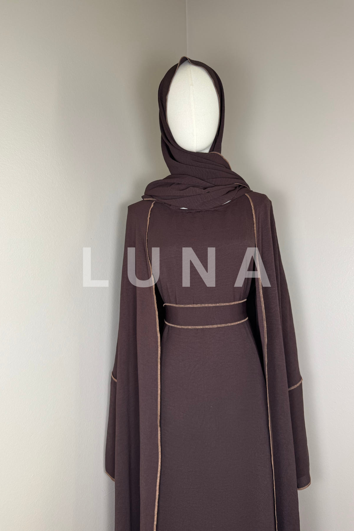 ABAYA HADIDJA 4PC - COFFEE