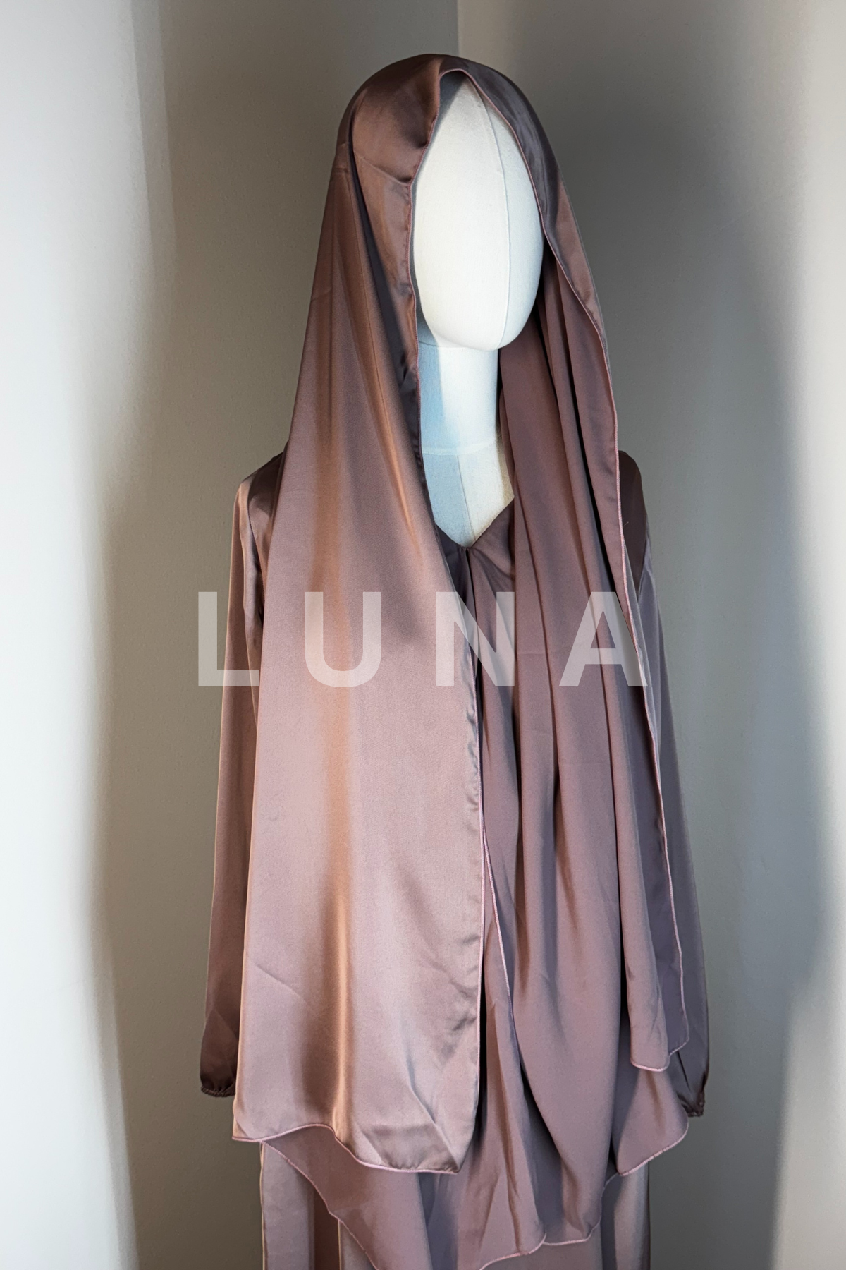 DRESS MARIAM INTEGRATED SCARF - ROSE GOLD