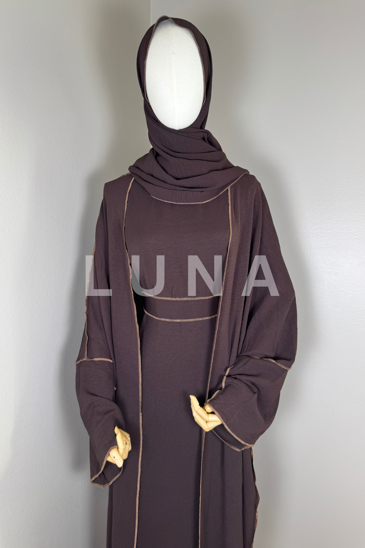 ABAYA HADIDJA 4PC - COFFEE